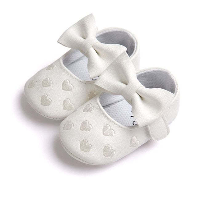 Baby Girls Moccs Shoes PU Leather Bow Soft Soled Non-slip Crib Shoes