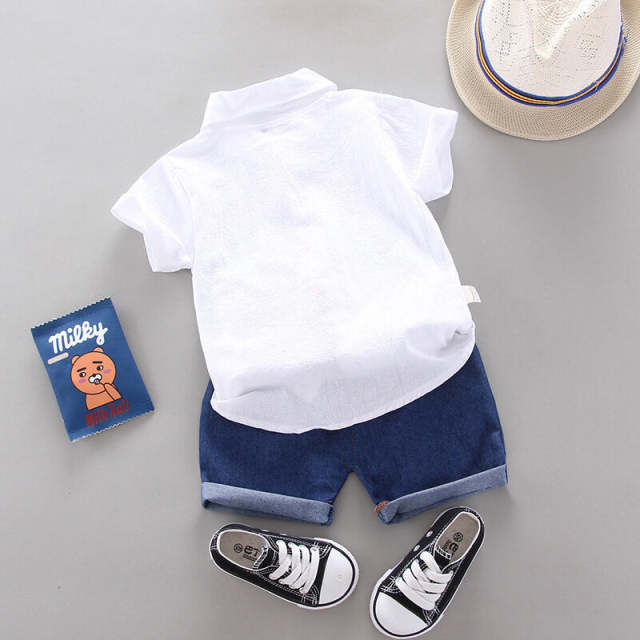 Baby Boy Summer Clothing Cotton Short Sleeve Shorts 2Pcs Excavator Print