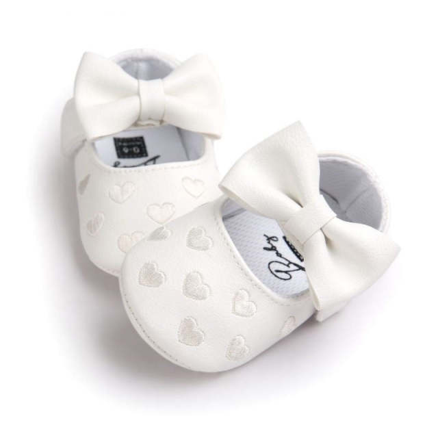 Baby Girls Moccs Shoes PU Leather Bow Soft Soled Non-slip Crib Shoes