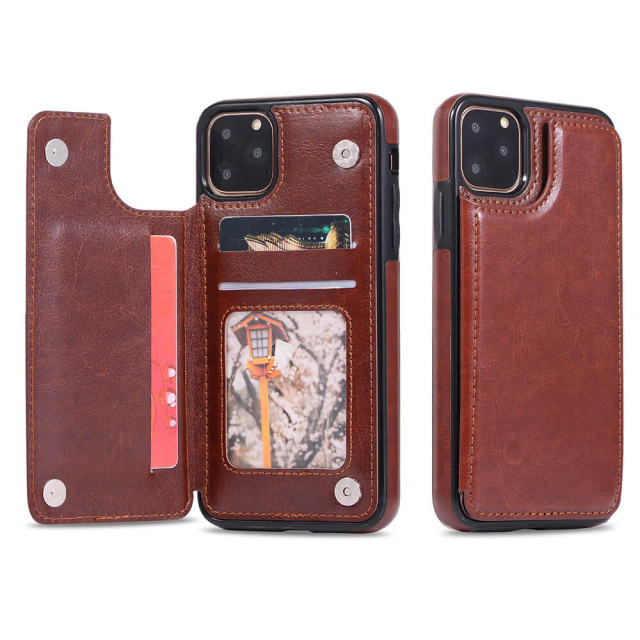 Wallet Case with Card Holder for iPhone 13 - PU Leather Kickstand Card Slots Case Double Magnetic Clasp Shockproof Cover