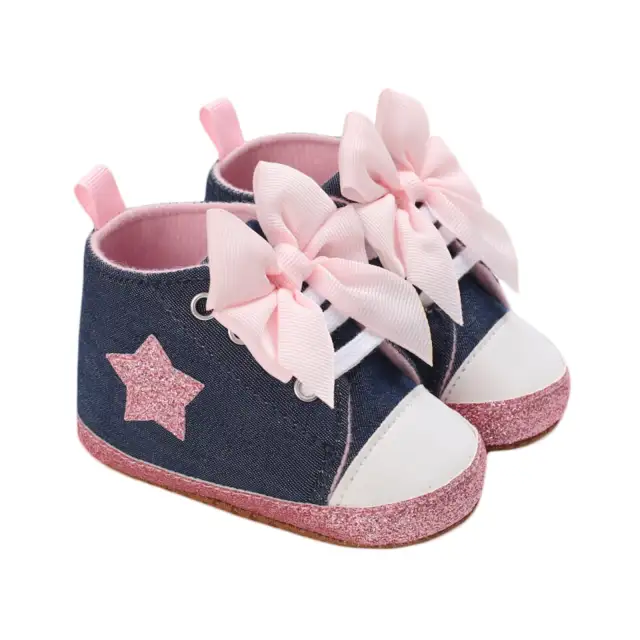 0-12M Newborn Baby Girl Shoes Printed Bowknot Soft-Sole First Walker Shoes