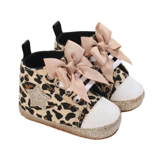 0-12M Newborn Baby Girl Shoes Printed Bowknot Soft-Sole First Walker Shoes