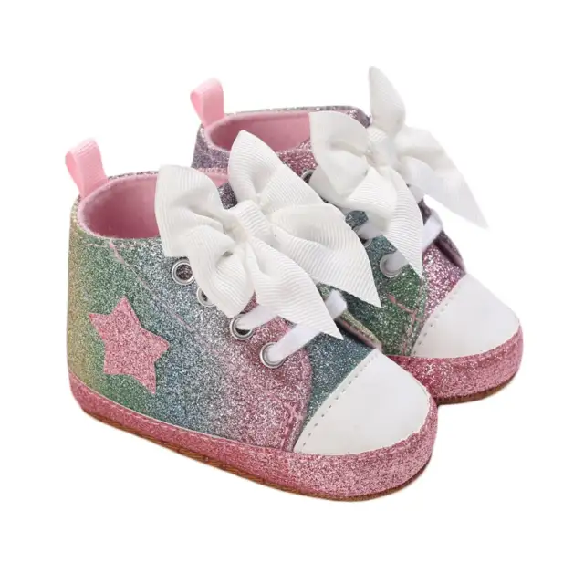 0-12M Newborn Baby Girl Shoes Printed Bowknot Soft-Sole First Walker Shoes