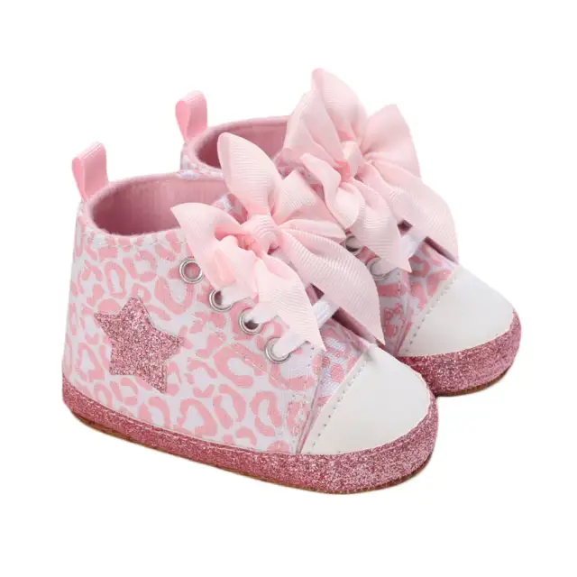 0-12M Newborn Baby Girl Shoes Printed Bowknot Soft-Sole First Walker Shoes