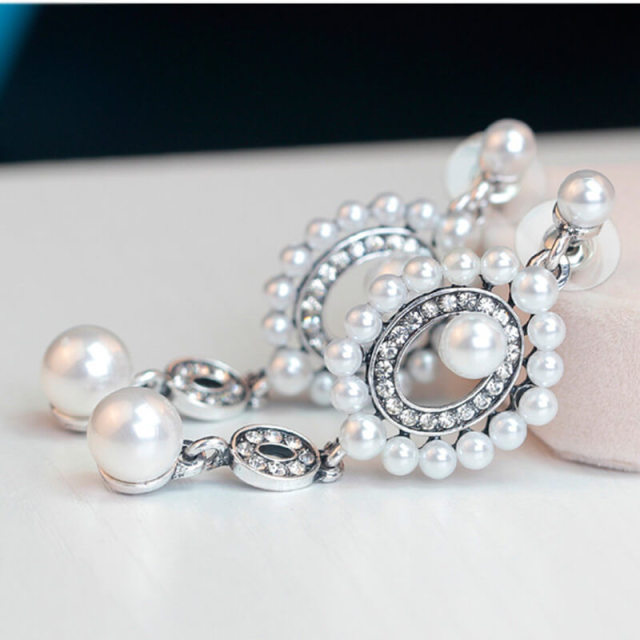 Pearl Earrings Fashion Rhinestones Earrings Vintage Jewelry for Women