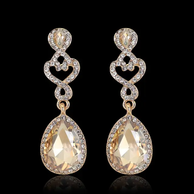 Cubic Zirconia Bridal Wedding Earrings- Crystal Teardrop Dangle Earrings Rhinestones Elegant Drop Earrings for Women Bridesmaids