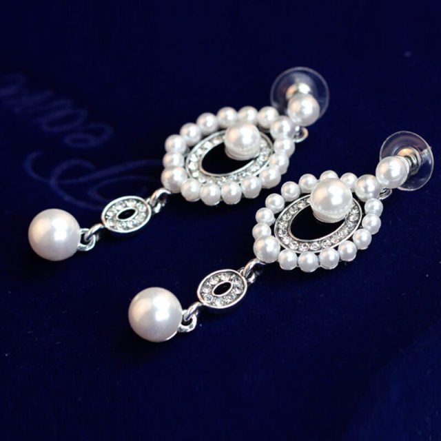 Pearl Earrings Fashion Rhinestones Earrings Vintage Jewelry for Women