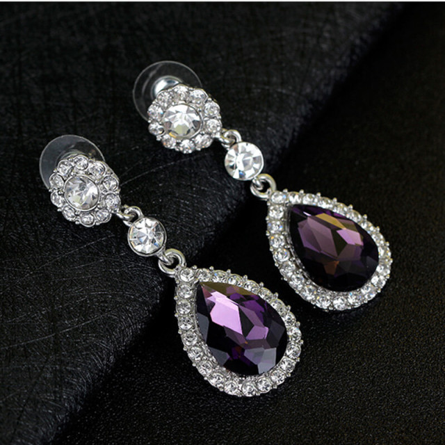 Wedding Bridal Teardrop Earrings Cubic Zirconia Rhinestones Drop Earrings for Women Prom Bridal Wedding Jewelry