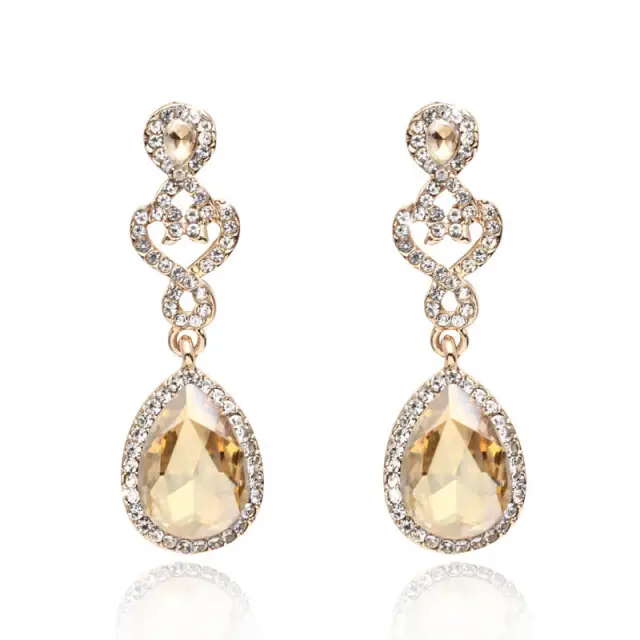 Cubic Zirconia Bridal Wedding Earrings- Crystal Teardrop Dangle Earrings Rhinestones Elegant Drop Earrings for Women Bridesmaids