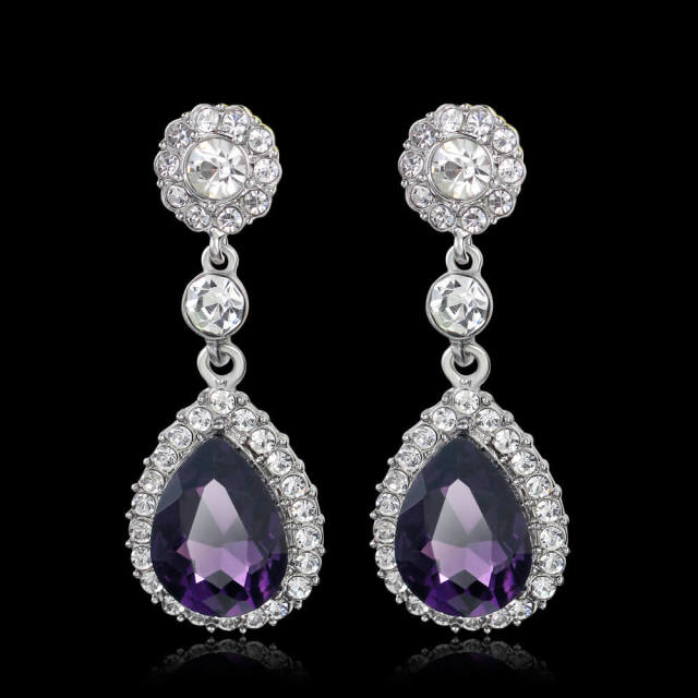 Wedding Bridal Teardrop Earrings Cubic Zirconia Rhinestones Drop Earrings for Women Prom Bridal Wedding Jewelry