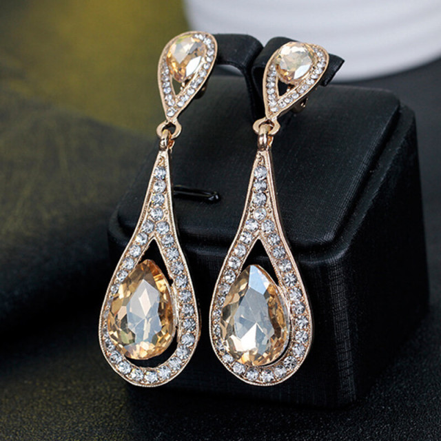 Womens Wedding Bridal Earrings for Brides Bridesmaids Teardrop Cubic Zirconia Drop Dangle Earrings for Party Prom