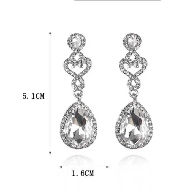 Cubic Zirconia Bridal Wedding Earrings- Crystal Teardrop Dangle Earrings Rhinestones Elegant Drop Earrings for Women Bridesmaids