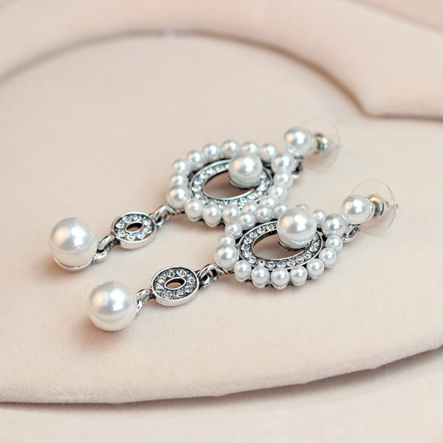 Pearl Earrings Fashion Rhinestones Earrings Vintage Jewelry for Women