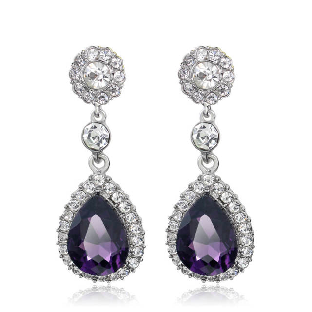 Wedding Bridal Teardrop Earrings Cubic Zirconia Rhinestones Drop Earrings for Women Prom Bridal Wedding Jewelry