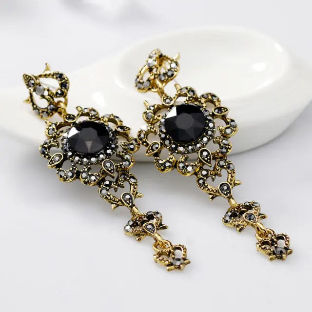 Vintage Earrings Gold Plated Cubic Zirconia Dangle Drop Earrings for Women Party Prom Holiday