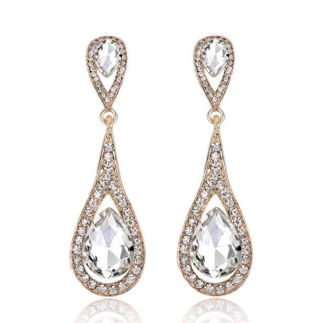 Womens Wedding Bridal Earrings for Brides Bridesmaids Teardrop Cubic Zirconia Drop Dangle Earrings for Party Prom