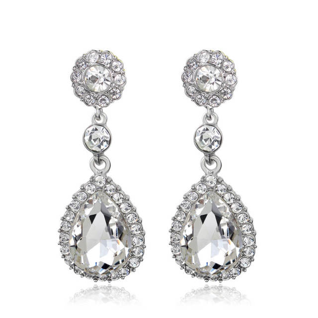 Wedding Bridal Teardrop Earrings Cubic Zirconia Rhinestones Drop Earrings for Women Prom Bridal Wedding Jewelry