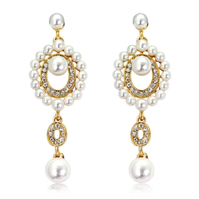 Pearl Earrings Fashion Rhinestones Earrings Vintage Jewelry for Women