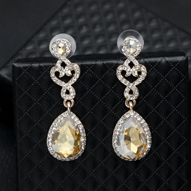 Cubic Zirconia Bridal Wedding Earrings- Crystal Teardrop Dangle Earrings Rhinestones Elegant Drop Earrings for Women Bridesmaids
