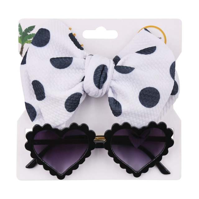 2pcs Lovely Kids Girls Bowknot Headband and Heart-Shaped Sunglasses Set