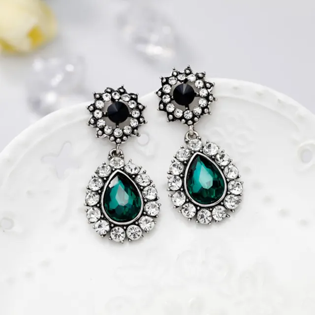 Antique Style Earrings - Rhinestone Dangle Earrings Vintage Design Women Long Luxury Oval Drop Earrings