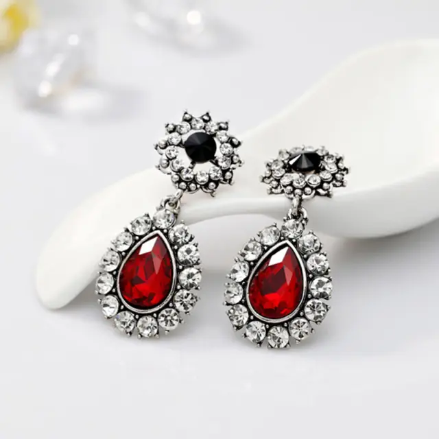 Antique Style Earrings - Rhinestone Dangle Earrings Vintage Design Women Long Luxury Oval Drop Earrings