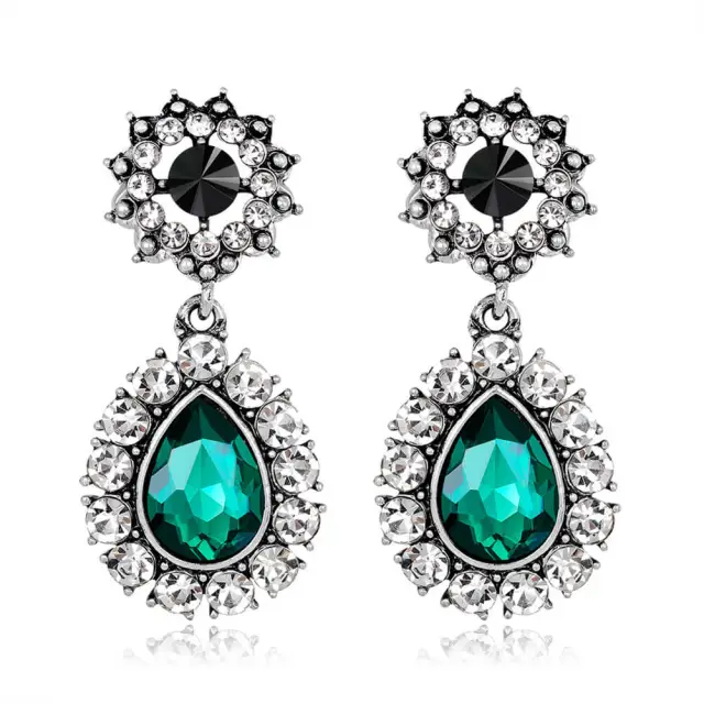 Antique Style Earrings - Rhinestone Dangle Earrings Vintage Design Women Long Luxury Oval Drop Earrings