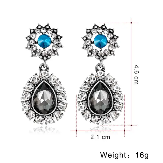 Antique Style Earrings - Rhinestone Dangle Earrings Vintage Design Women Long Luxury Oval Drop Earrings