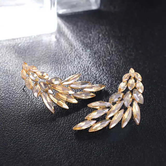 Fashion Angel Wings Wedding Earrings Crystal Rhinestone Cluster Chandelier Hollow Dangle Earrings for Women