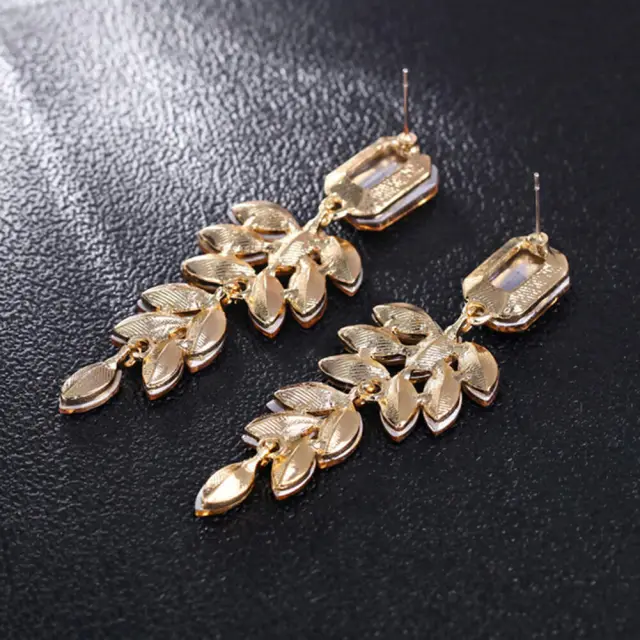 Wedding Bridal Dangle Earrings Long Rhinestone Pierced Womens Tassel Earrings