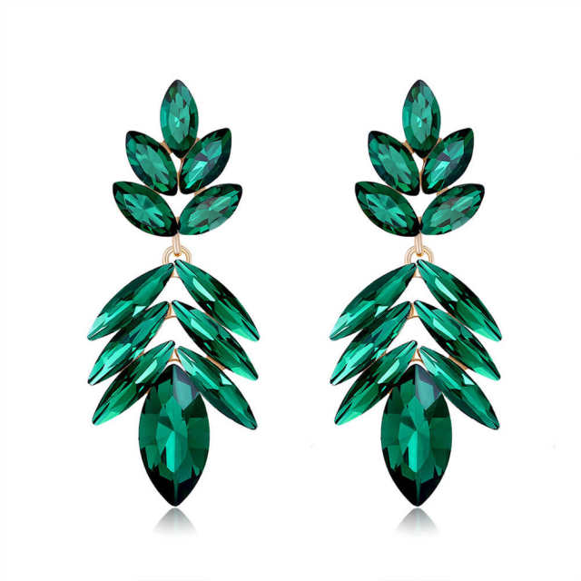 Fashion Bridal Earrings Leaf Plant Rhinestone Earring Fashion Jewelry For Women