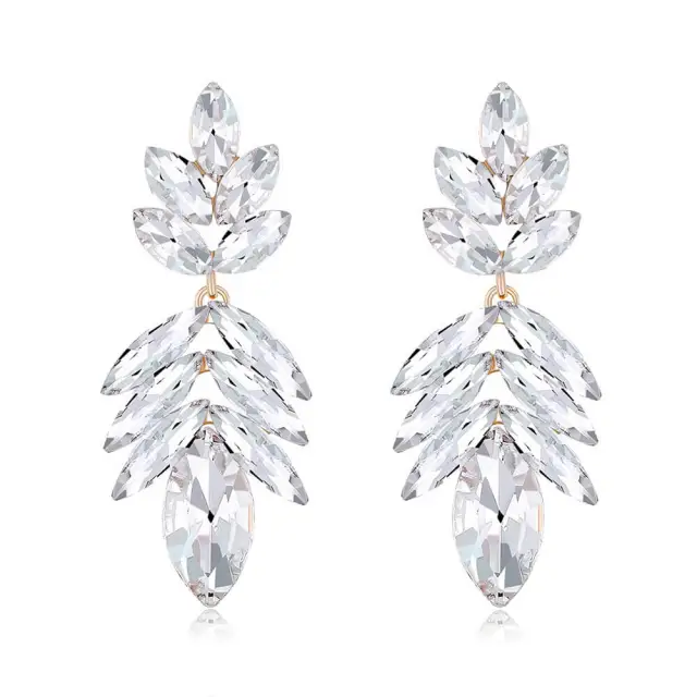 Fashion Bridal Earrings Leaf Plant Rhinestone Earring Fashion Jewelry For Women