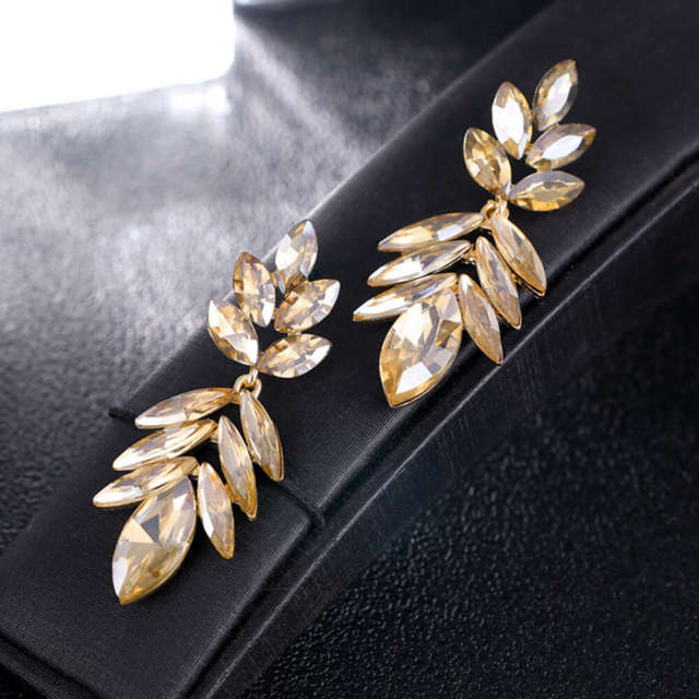 Fashion Bridal Earrings Leaf Plant Rhinestone Earring Fashion Jewelry For Women