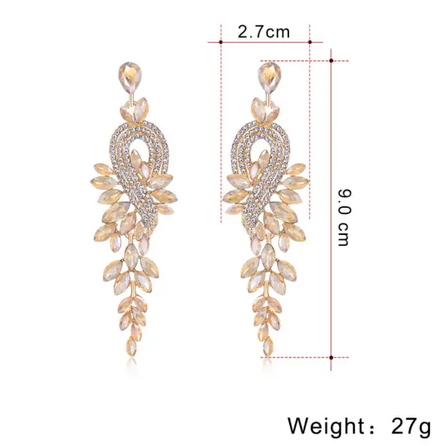 Womens Wedding Bridal Crystal Teardrop Multi Marquise Cluster Bling Dangle Earrings