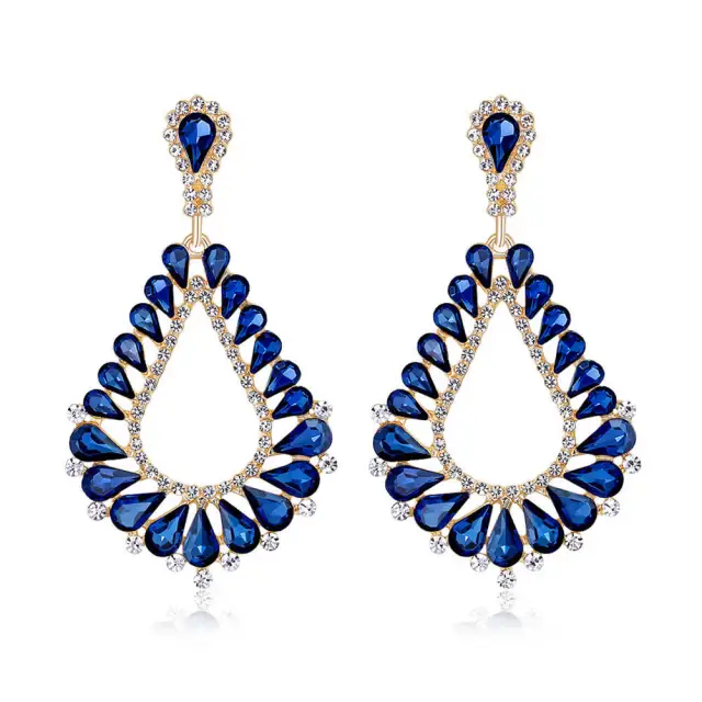 Bridal Earrings Jewelry Luxury Hollow Drop Dangle Earrings With Rhinestones For Women Banquet Party Jewelry