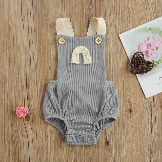 0-18M Newborn Baby Boy Girl Summer Ribbed Romper Sleeveless Playsuit