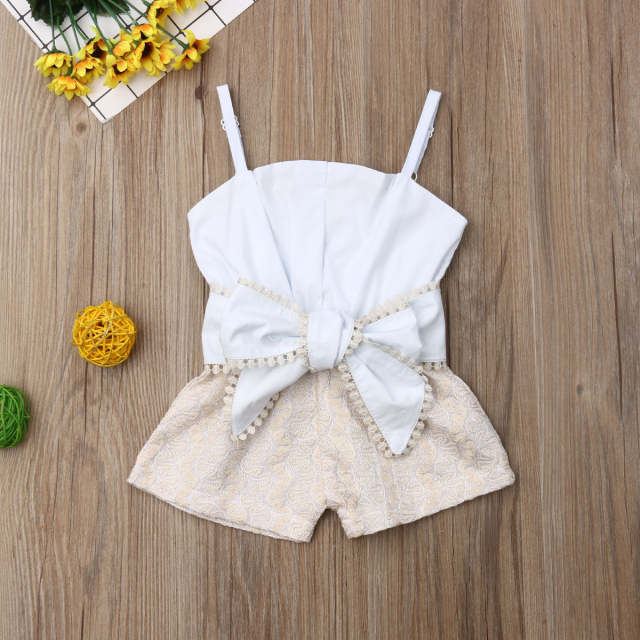 Summer Clothes 1-4 Years Toddler Baby Girl Lace Sling Bowknot Rompers