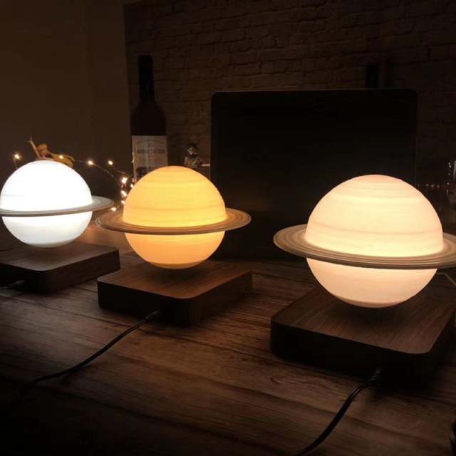 3D Magnetic Levitating Saturn Moon Lamp Night Light 3 Colors Rotating Wireless LED Floating Lamp For Beedroom Novelty Gifts Christmas