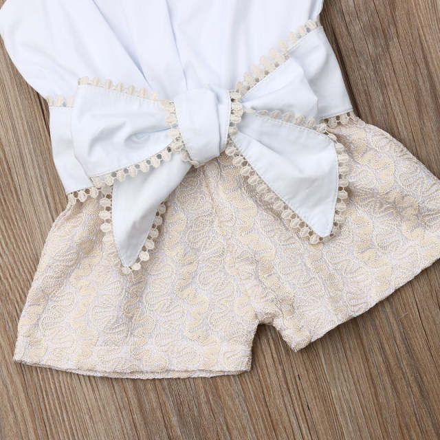 Summer Clothes 1-4 Years Toddler Baby Girl Lace Sling Bowknot Rompers