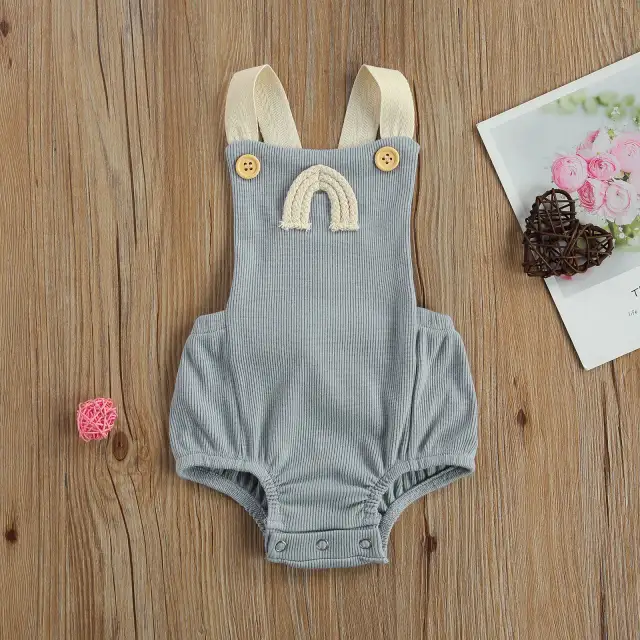 0-18M Newborn Baby Boy Girl Summer Ribbed Romper Sleeveless Playsuit