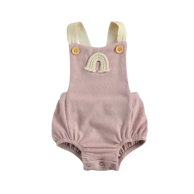 0-18M Newborn Baby Boy Girl Summer Ribbed Romper Sleeveless Playsuit