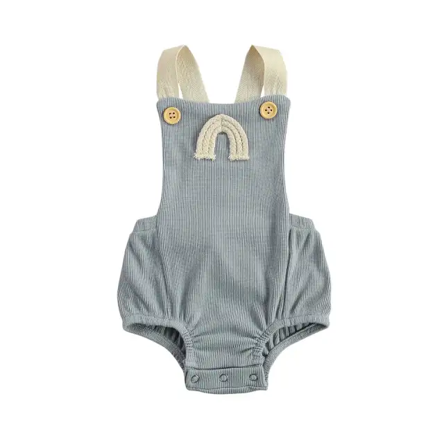 0-18M Newborn Baby Boy Girl Summer Ribbed Romper Sleeveless Playsuit