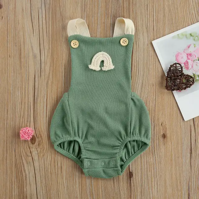 0-18M Newborn Baby Boy Girl Summer Ribbed Romper Sleeveless Playsuit