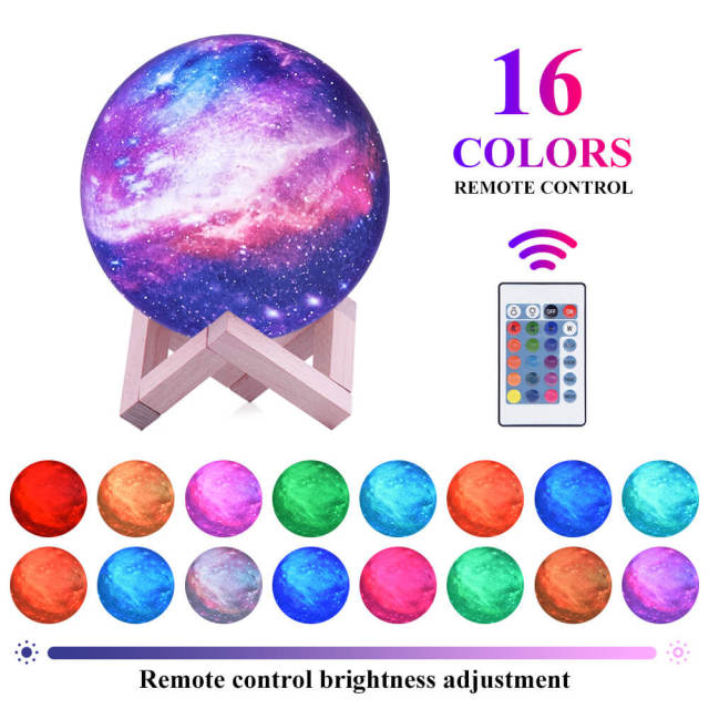 Moon Lamp - 16 Colors LED 3D Galaxy Lamp Moon Light - Remote &amp; Touch Control Star Lamp Moon Night Light Gifts for Girls Boys Kids Birthday