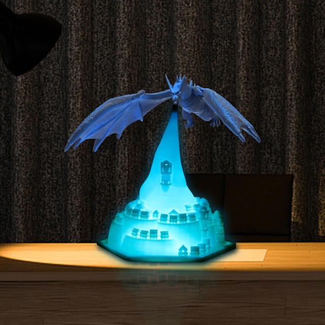 3D Printed Night Light - LED Dynamic Balance Dragon Table Light Gift for Boys Girls Kids Room Breathing Light with USB Rechargeable