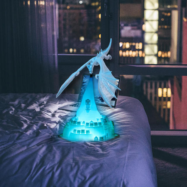 3D Printed Night Light - LED Dynamic Balance Dragon Table Light Gift for Boys Girls Kids Room Breathing Light with USB Rechargeable