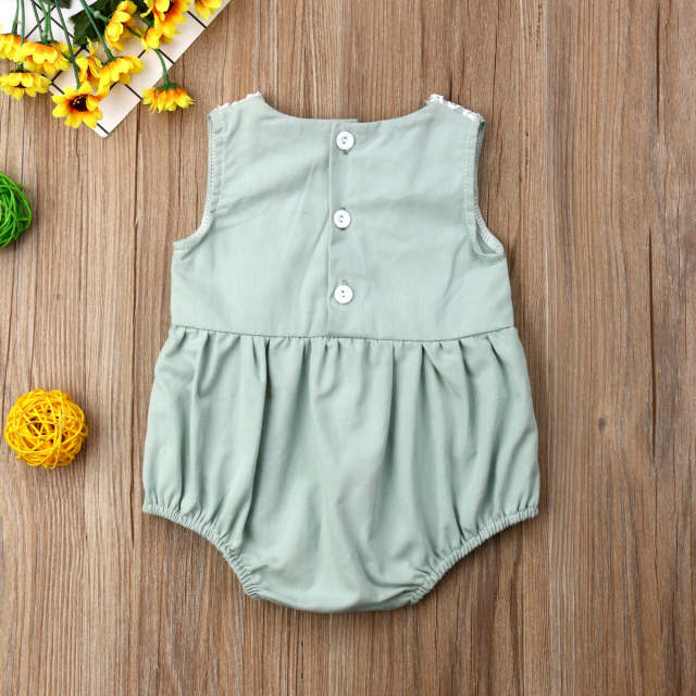 Summer Toddler Baby Girl Lace Flower Bodysuit Patchwork Cute Jumpsuit