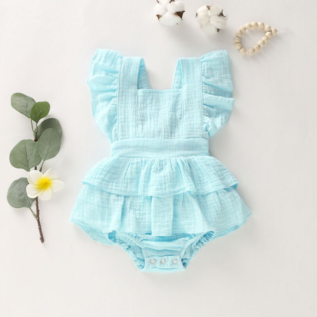 Summer 0-18M Newborn Baby Girl Romper Ruffle Cotton Sleeveless Jumpsuit