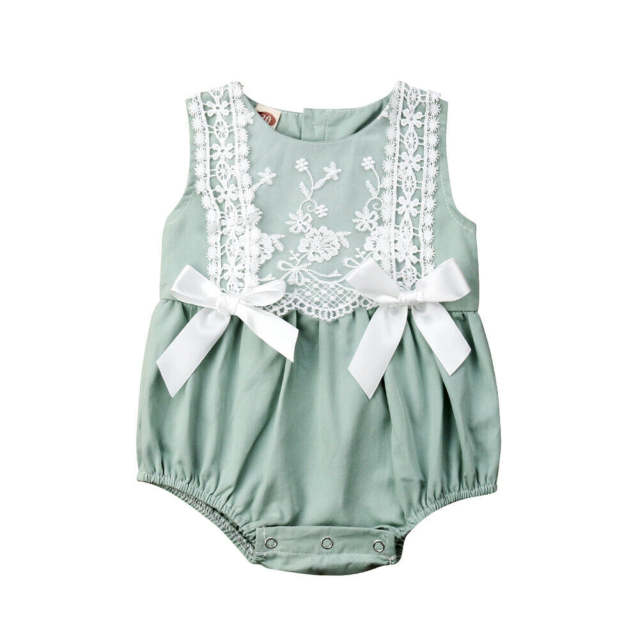 Summer Toddler Baby Girl Lace Flower Bodysuit Patchwork Cute Jumpsuit