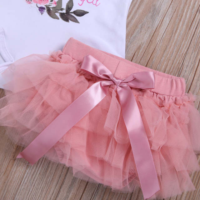 Summer Baby Girls Toddler Romper Tops + Skirt Tutu 2PCS Clothes Set